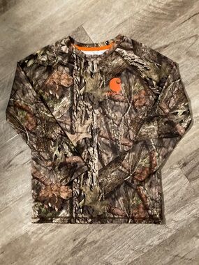 Carhartt Realtree Camo Long-Sleeve Shirt with Orange Logo size small